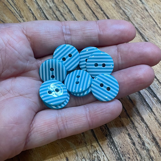 Button, Blue with White Stripes Resin, 15mm