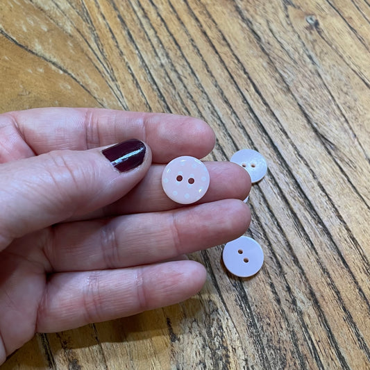 Button, Pale Pink and White Spots Resin, 15mm