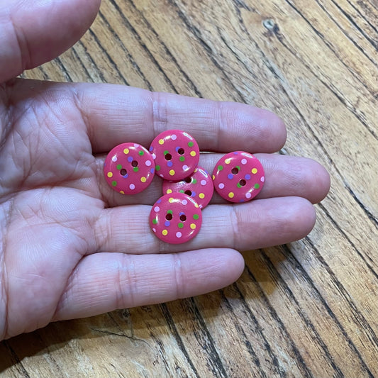 Button, Magenta with Multi Spots Resin, 15mm