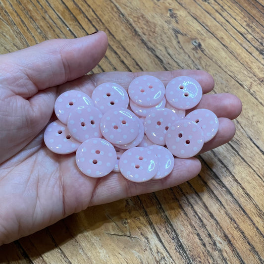 Button, Pale Pink with White Spots Resin, 19mm