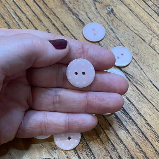Button, Pale Pink with White Spots Resin, 19mm