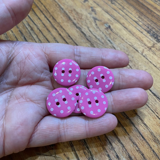 Button, Pink with White Spots Resin, 19mm