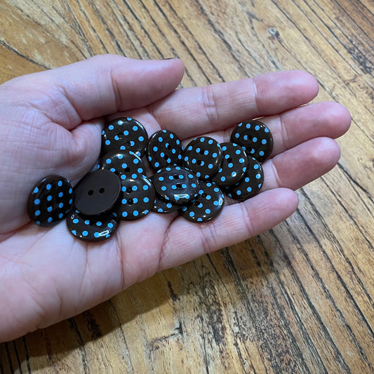 Button, Brown with Blue Spots Resin, 18mm