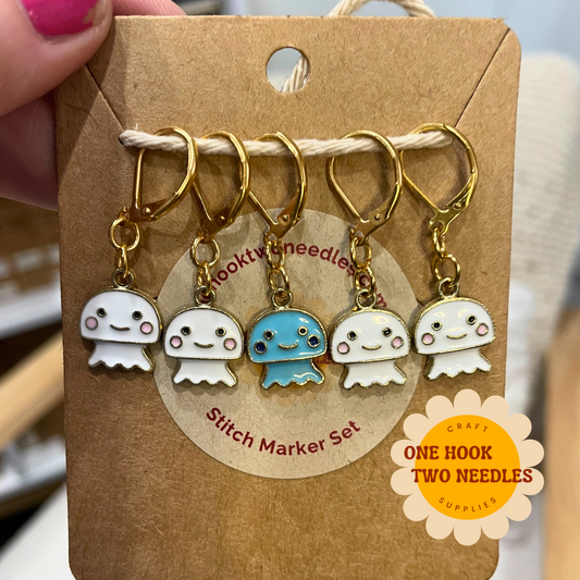 Jellyfish Stitch Markers, Set of 5, French Clasp