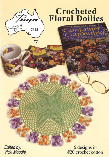 Crocheted Floral Doilies, Crochet Pattern Book