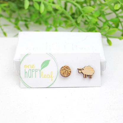 Sheep and Yarn Stud Earrings