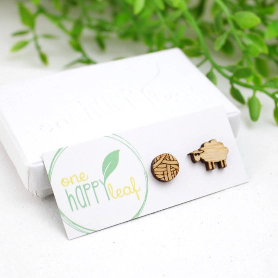 Sheep and Yarn Stud Earrings