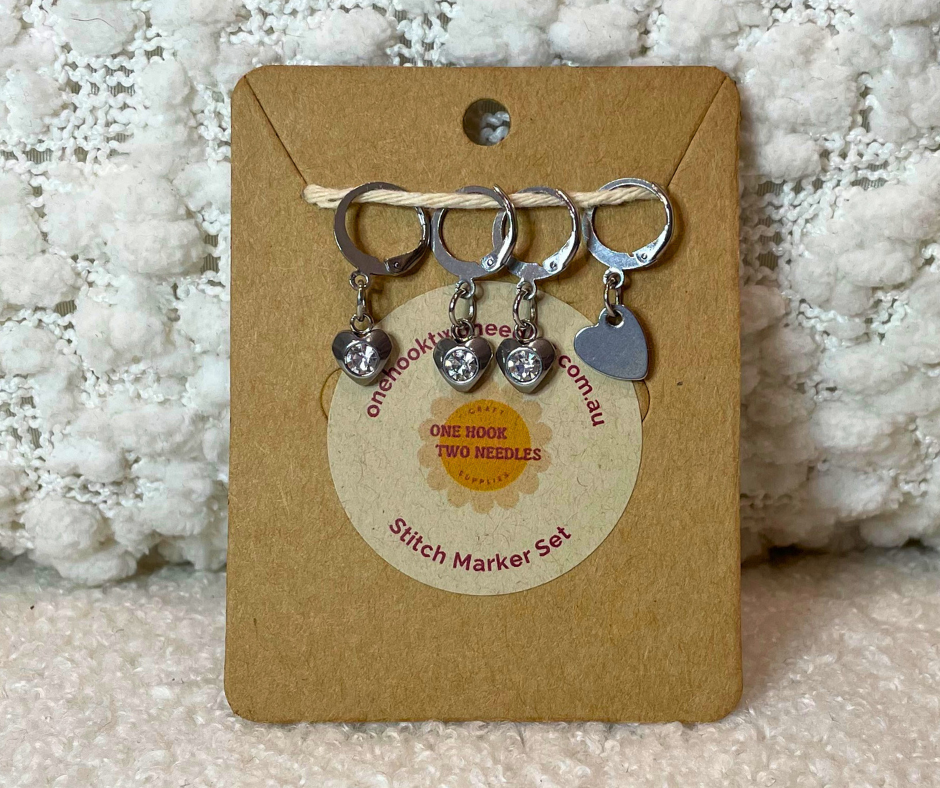 Shiny Hearts Stitch Markers, Set of 4