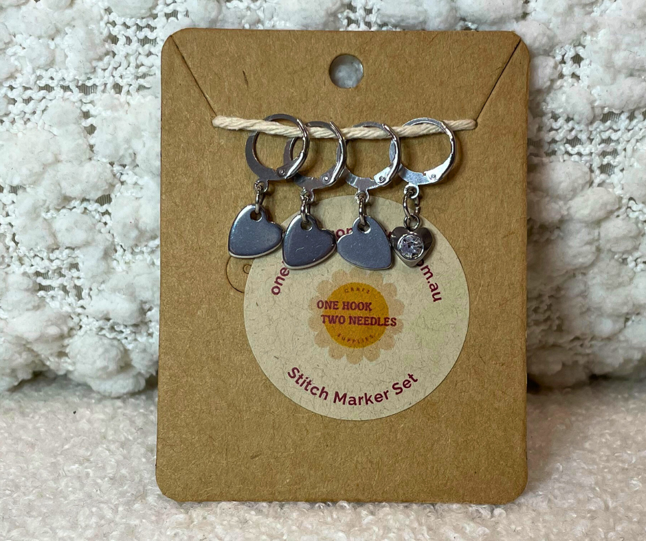 Shiny Hearts Stitch Markers, Set of 4