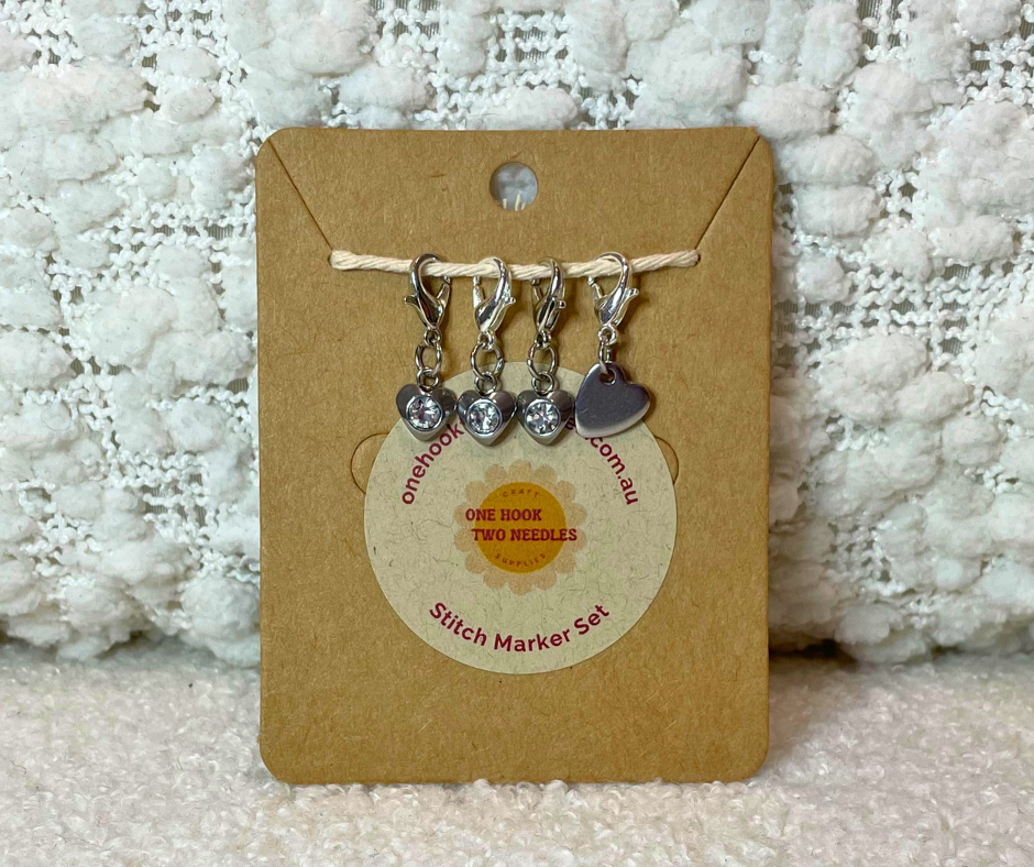 Shiny Hearts Stitch Markers, Set of 4