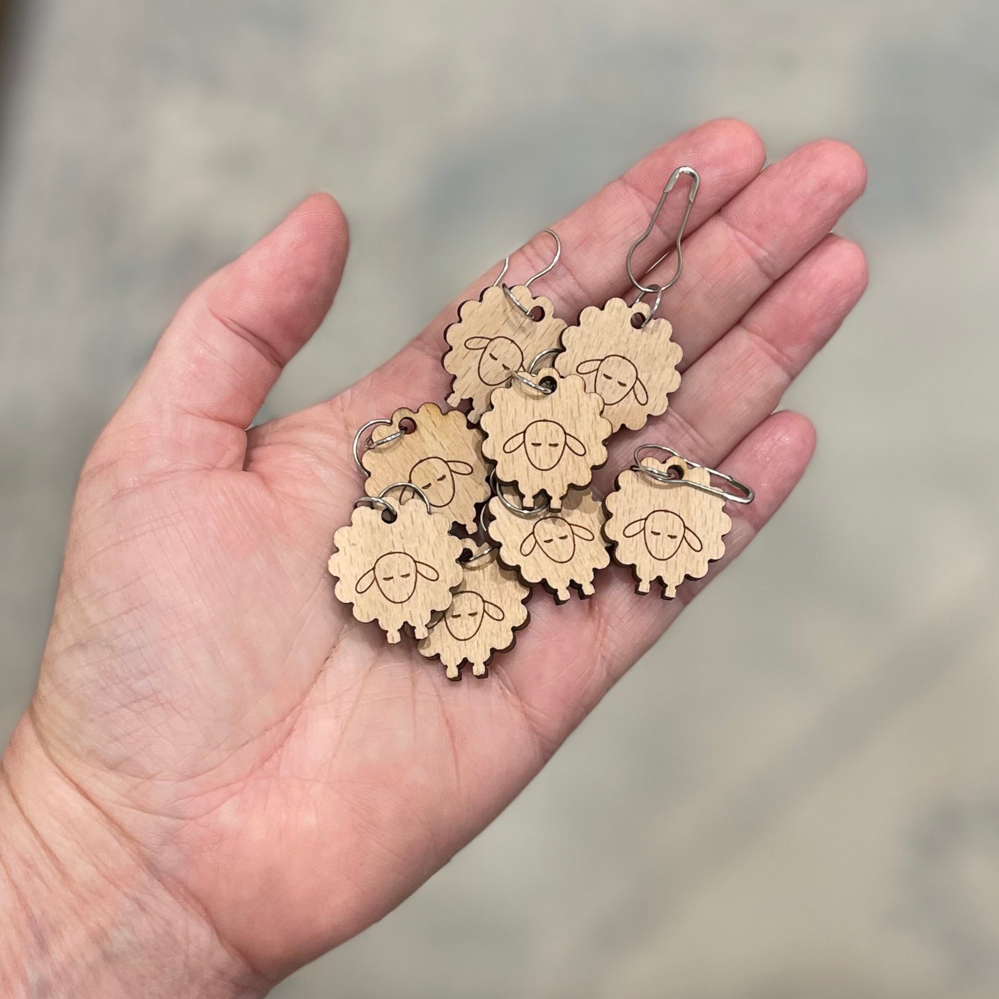 Wood Stitch Marker Set, Sheep