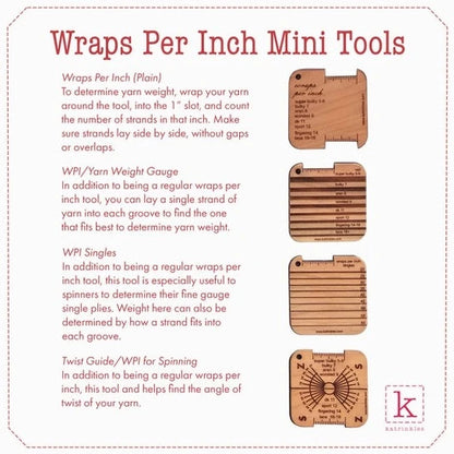 Wraps Per Inch Yarn Weight Gauge Mini Tool