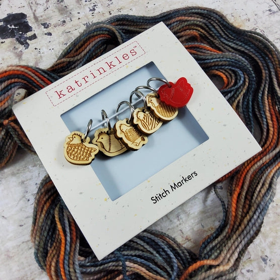 Yarn Chickens Stitch Marker Set, Ring Style